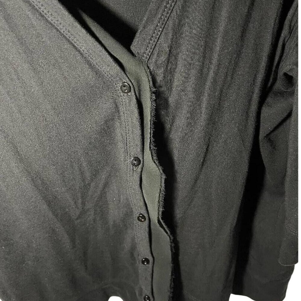 Elle Black Lightweight Button-Up Cardigan W/ Chiffon Trim 3/4 Sleeves Womens Siz - Picture 4 of 12